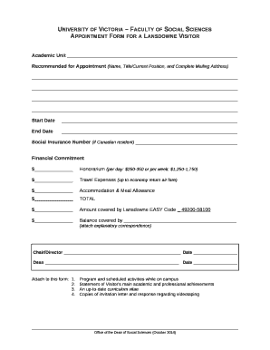 Appointment Form for a Lansdowne Visitor