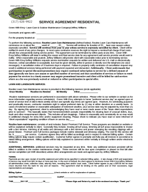 SERVICE AGREEMENT RESIDENTIAL