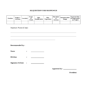 REQUISITION FOR MANPOWER