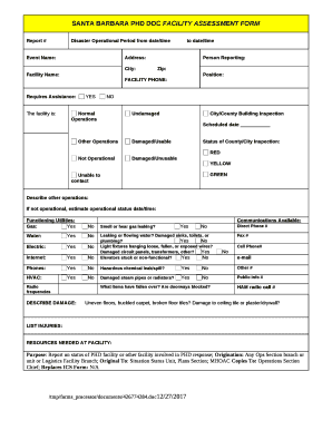 SANTA BARBARA PHD DOC FACILITY ASSESSMENT FORM