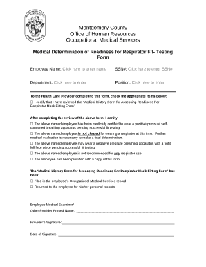 Medical Determination of Readiness for Respirator Fit- Testing Form