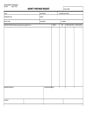 AGENCY PURCHASE REQUESTREQUEST NUMBER: template