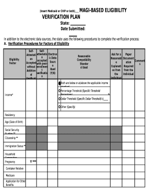 (Insert Medicaid or CHIP or both)MAGI-BASED ELIGIBILITY VERIFICATION PLAN