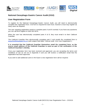To register for the National Oesophago-Gastric Cancer Audit, you will need to electronically complete this registration form