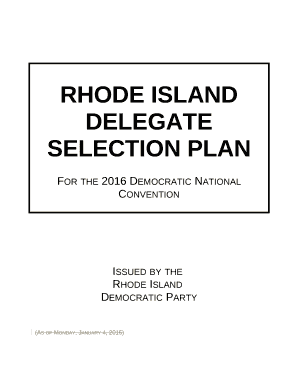 The Rhode Island Delegate Selection Plan template