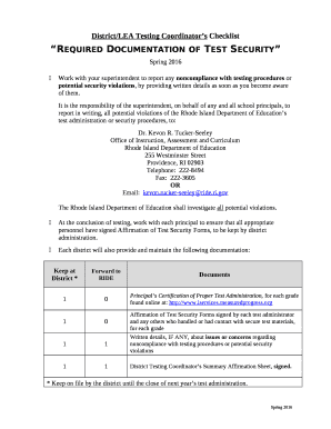 District/LEA Testing Coordinators Checklist