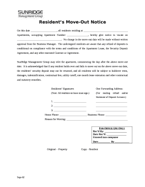 Residents Move-Out Notice
