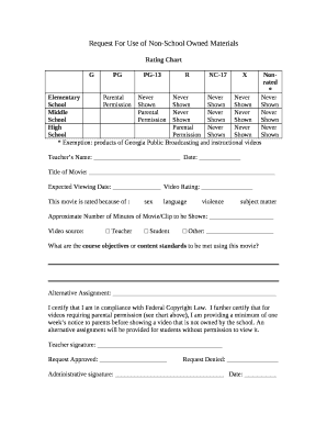 Request For Use of Non-School Owned Materials