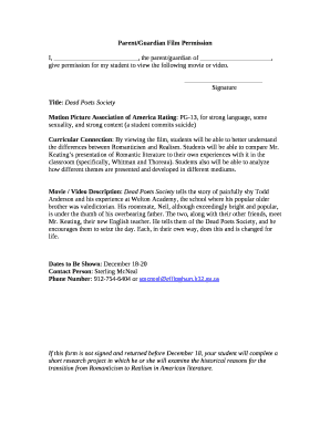Parent/Guardian Film Permission