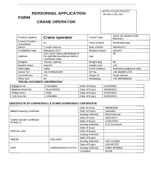 PERSONNEL APPLICATION FORM
