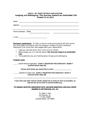 CIRCLEOF TRUST RETREAT APPLICATION