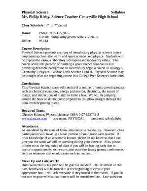 Physical ScienceSyllabus