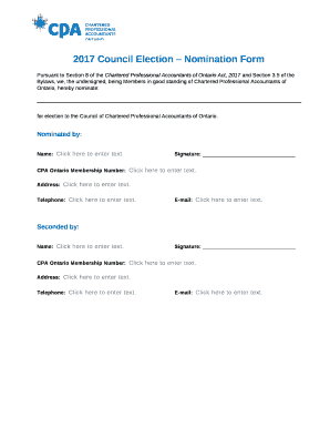2017 Council Election Nomination Form