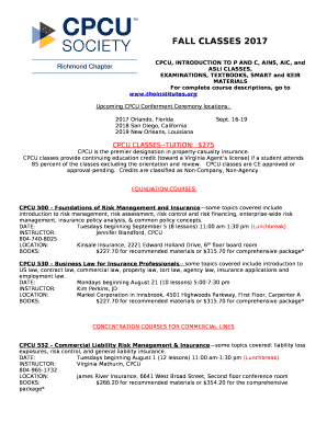 CPCU, INTRODUCTION TO P AND C, AINS, AIC, and ASLI CLASSES,