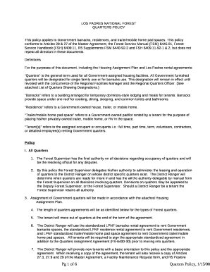 QUARTERS POLICY