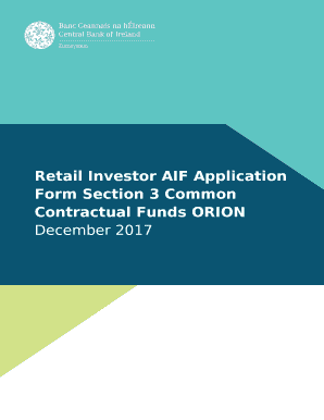 Retail Investor AIF Application Form Section 3 Common Contractual Funds ORION
