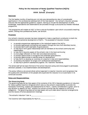 Policy for the Induction of Newly Qualified Teachers (NQTs)