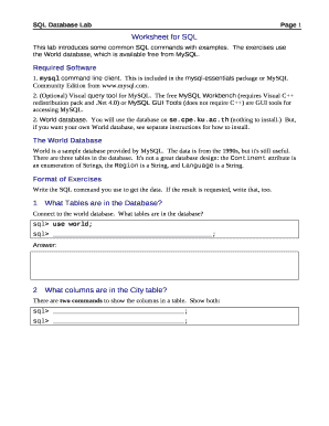 Worksheet for SQL Doc Template | pdfFiller