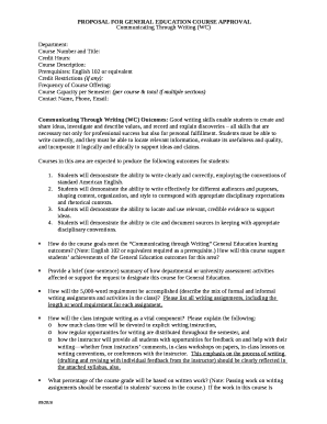 PROPOSAL FOR GENERAL EDUCATION COURSE APPROVAL