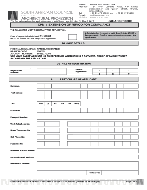 The fee indicated on this application form is valid from 1 April 2014 to 31 March 2015SACAP/CPD0005