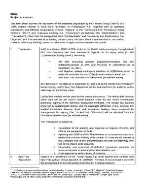 This term sheet outlines the key terms of the proposed acquisition by beIN Media Group (beIN) of a 100% indirect interest in Krea Icerik Hizmetleri ve Produksiyon A
