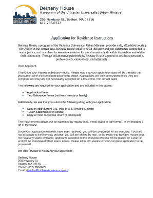 Application for Residence Instructions