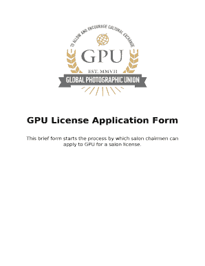 This brief form starts the process by which salon chairmen can apply to GPU for a salon license