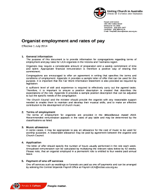 Organist employment and rates of pay