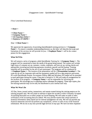 Engagement Letter QuickBooks Training