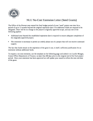 NLU No-Cost Extension Letter (Seed Grants)