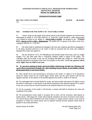 2017 tender should beunder strong sealed cover marked as tender for the supply ofVEGETABLE ITEMSand dropped in the TENDER BOX placed at EACs office , Mahadevpur template