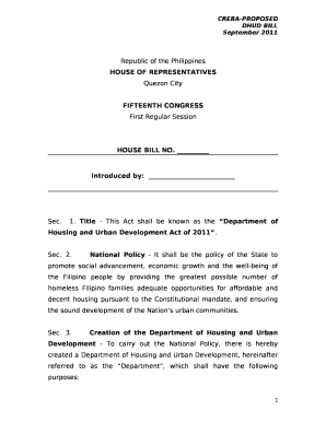 Title - This Act shall be known as the Department of Housing and Urban Development Act of 2011