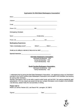 Application for Mid-State Beekeepers Association