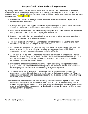 Sample Credit Card Policy & Agreement