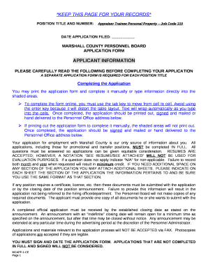 POSITION TITLE AND NUMBER:Appraiser Trainee Personal Property Job Code 319