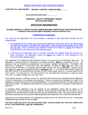 POSITION TITLE AND NUMBER:Bus Driver Part-Time- Council on Aging