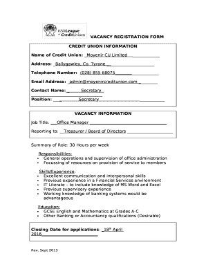 Name of Credit Union: Moyenir CU Limited