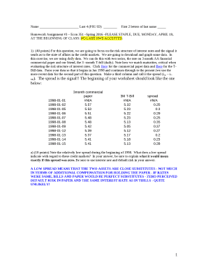 Homework Assignment #3 Econ 351 Spring 2016 PLEASE STAPLE, DUE, MONDAY, APRIL 19, AT THE BEGINNING OF CLASS: NO LATE HWS ACCEPTED