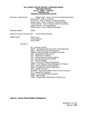 NYE COUNTY WATER DISTRICT GOVERING BOARD