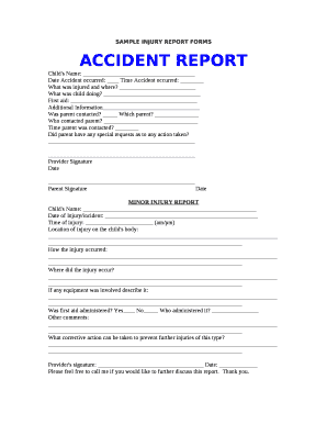 SAMPLE INJURY REPORT S Doc Template | pdfFiller