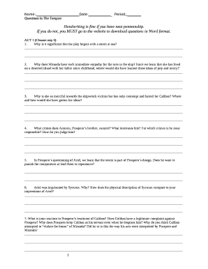 Questions in The Tempest