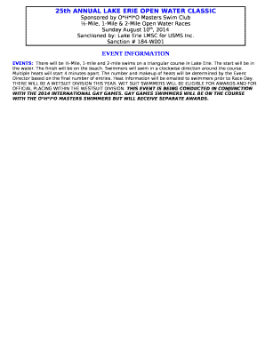 25th ANNUAL LAKE ERIE OPEN WATER CLASSIC