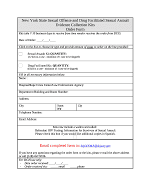 New York State Sexual Offense and Drug Facilitated Sexual Assault Evidence Collection Kits
