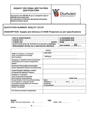 DESCRIPTION: Supply and delivery of HDMI Projectors as per specifications