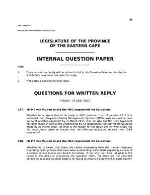 Whether he is aware that in his reply to IQP1 question 1 on 16 January 2015 it is indicated that Integrated Quality Management System (IQMS) payments will be paid out to all affected educators by 31 March 2015; if so, (a) why has the IQMS
