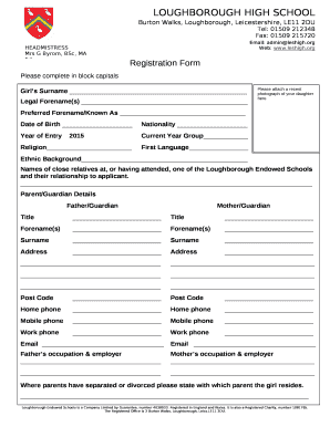 Application Form - Loughborough High School