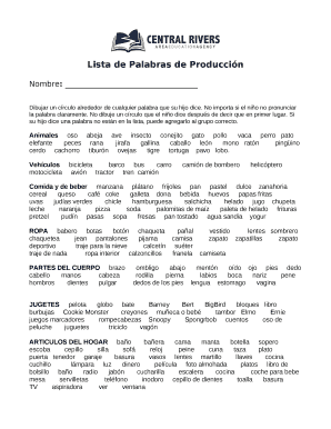 Lista de Palabras de Produccin