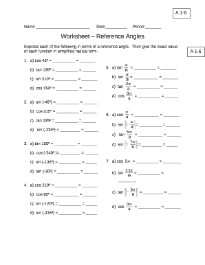 Reference Angle Worksheets Reference Angle Worksheets