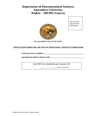 APPLICATION FORM FOR THE POST OF PROFESSOR / ASSOCIATE PROFESSOR