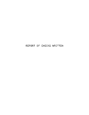 REPORT OF CHECKS WRITTEN